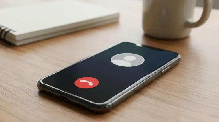 Smartphone su un tavolo con schermata di chiamata in arrivo, utile per parlare di numero spam e blocco chiamate